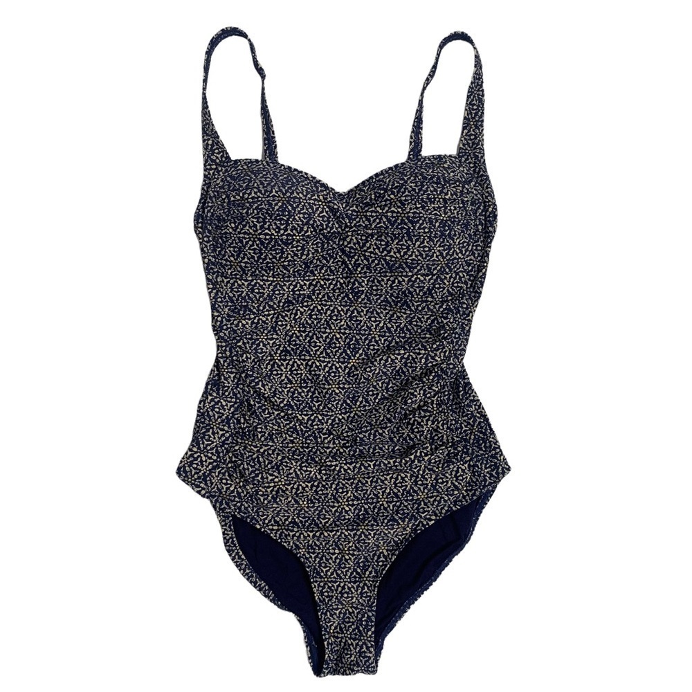 Niptuck Swim Navy Nautical Foil Joanne Twist Front Tummy Control Swimsuit - Picture 4 of 16